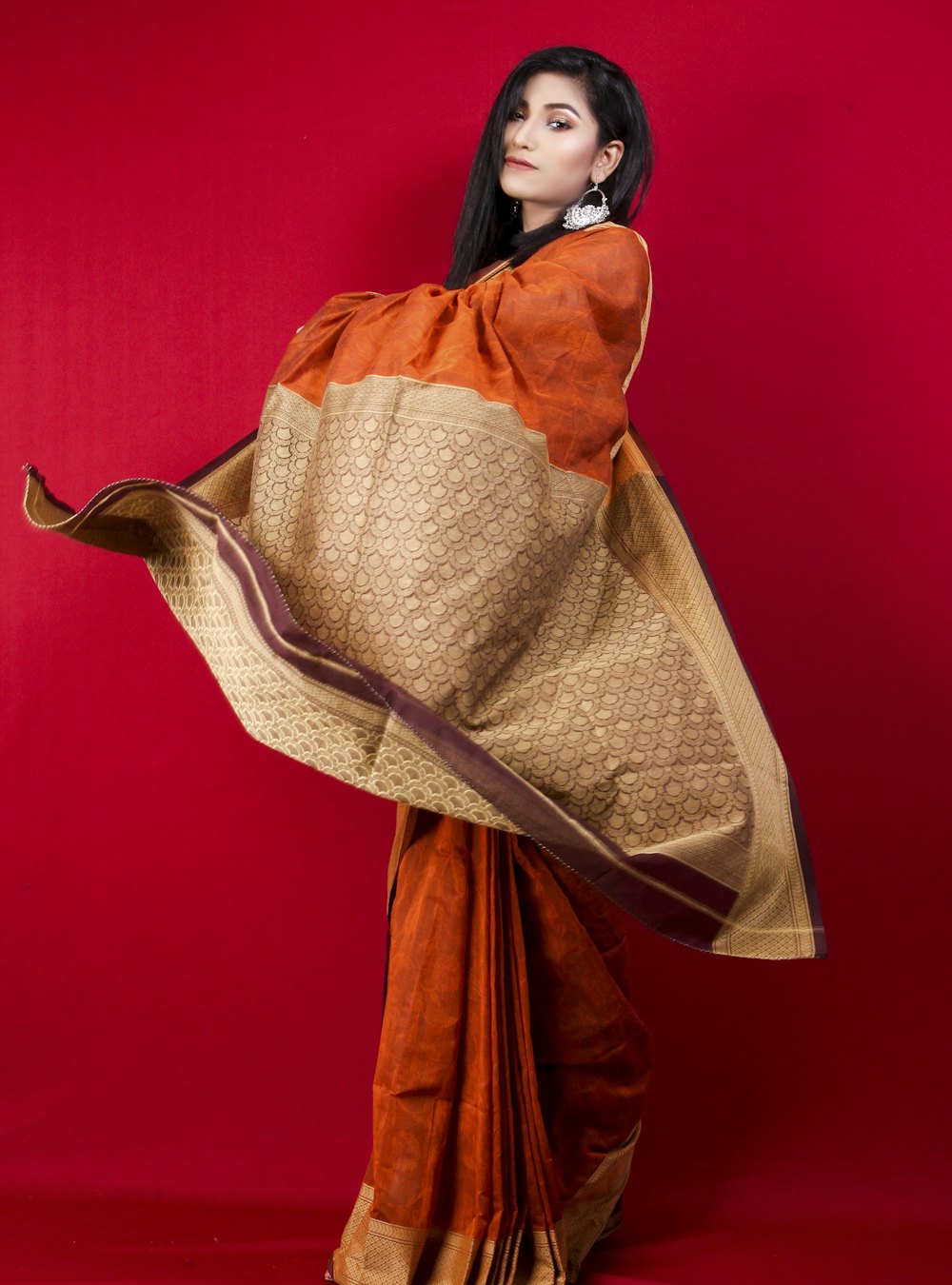 A model in a saree from the Festive silks edit